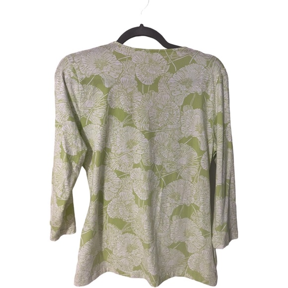 Talbots 3/4 sleeve top in green & white and size large - Picture 7 of 8